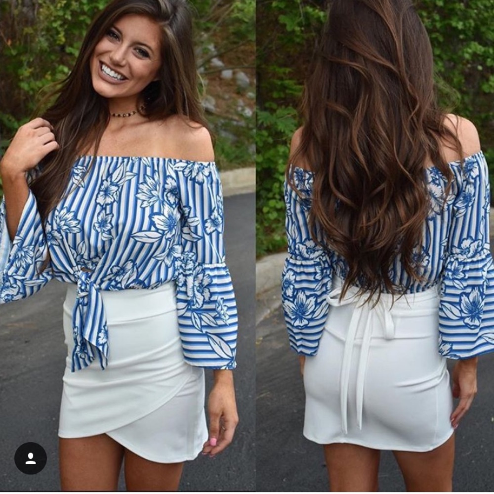 These Three Boutique White Wrap Skirt